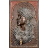 Arthur WAAGEN (act.1869-1910) 'Algerian Portrait', a bronze bas relief plaque. 19th century. (7 x 38