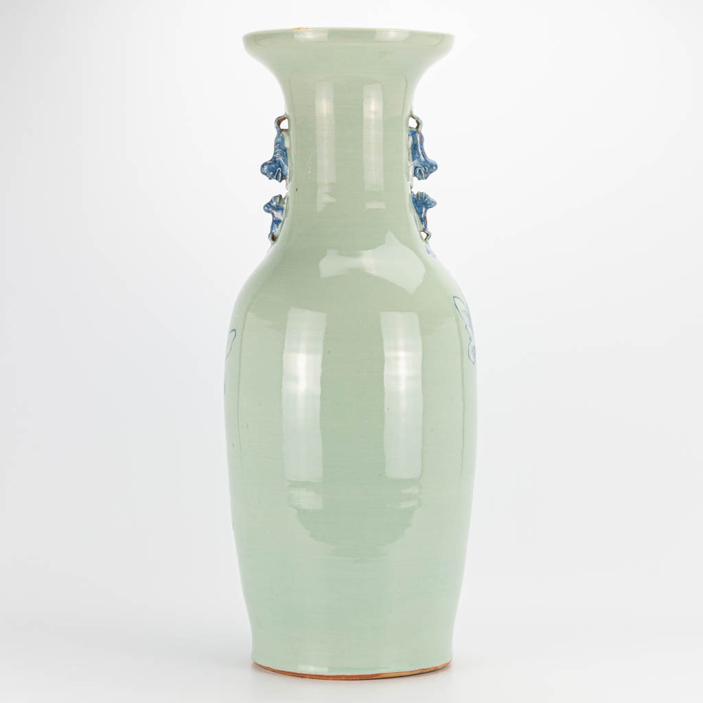 A Chinese vase with blue-white decor of immortals. 19th/20th century. (62 x 24 cm) - Image 2 of 21