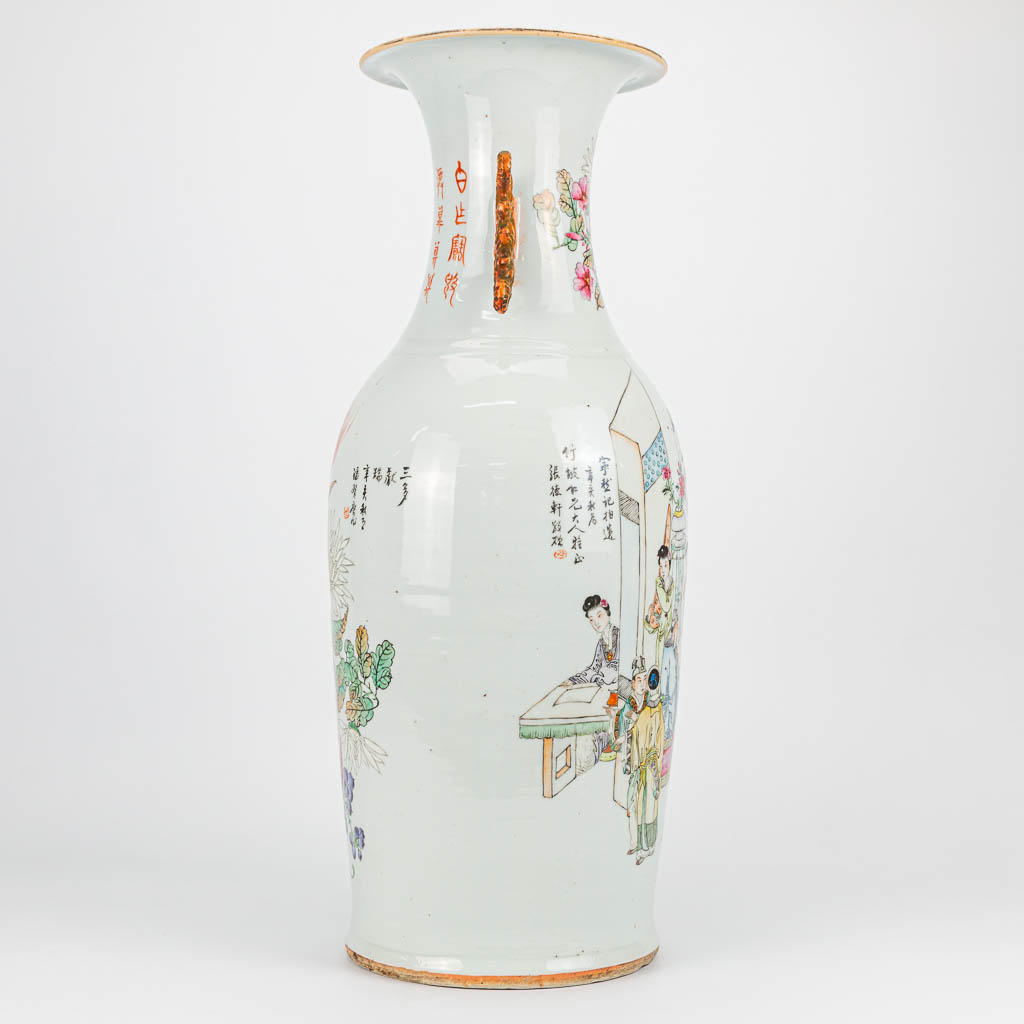 A Chinese vase with double decor of the emperor and fruits. 19th/20th century. (59 x 21,5 cm) - Image 2 of 7