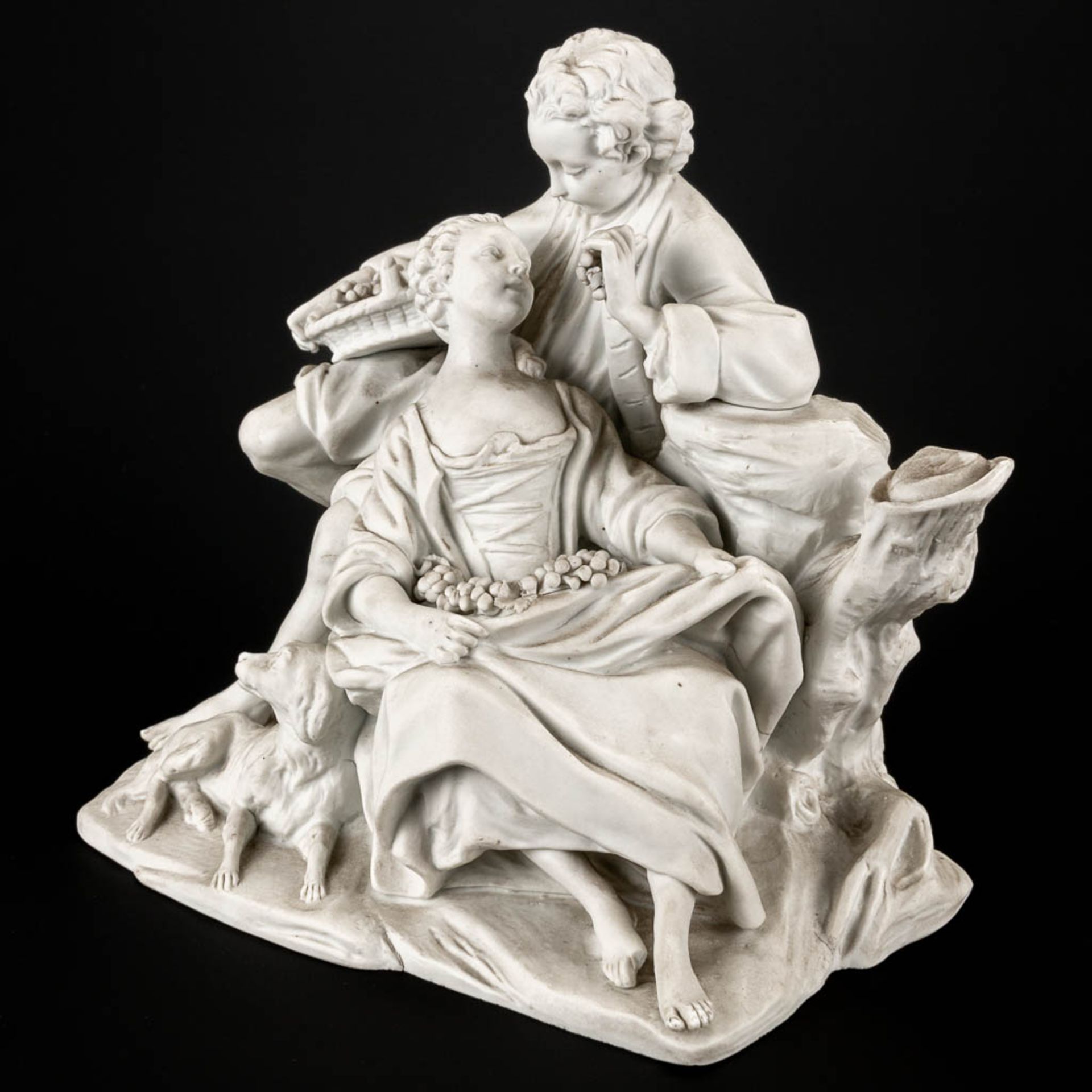 A romantic scene made of biscuit porcelain and marked Sevres. 19th century. (17 x 23 x 22 cm) - Image 10 of 20