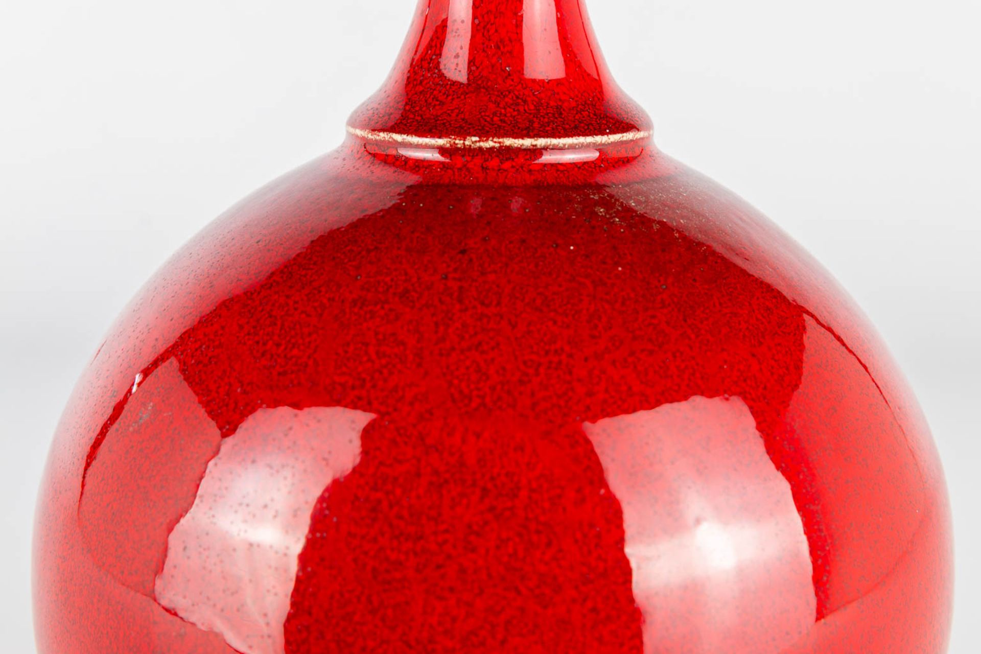 A vase made of red glazed white ceramics and probably made in Scandinavia. Period 1960-1970. (17 x 1 - Image 8 of 10