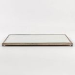 A table mirror or centerpiece with silver-plated edge. (59,5 x 29,5 x 2,5 cm)