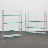 A pair of mid-century glass shelves made of acrylic and glass. The second half of the 20th century.