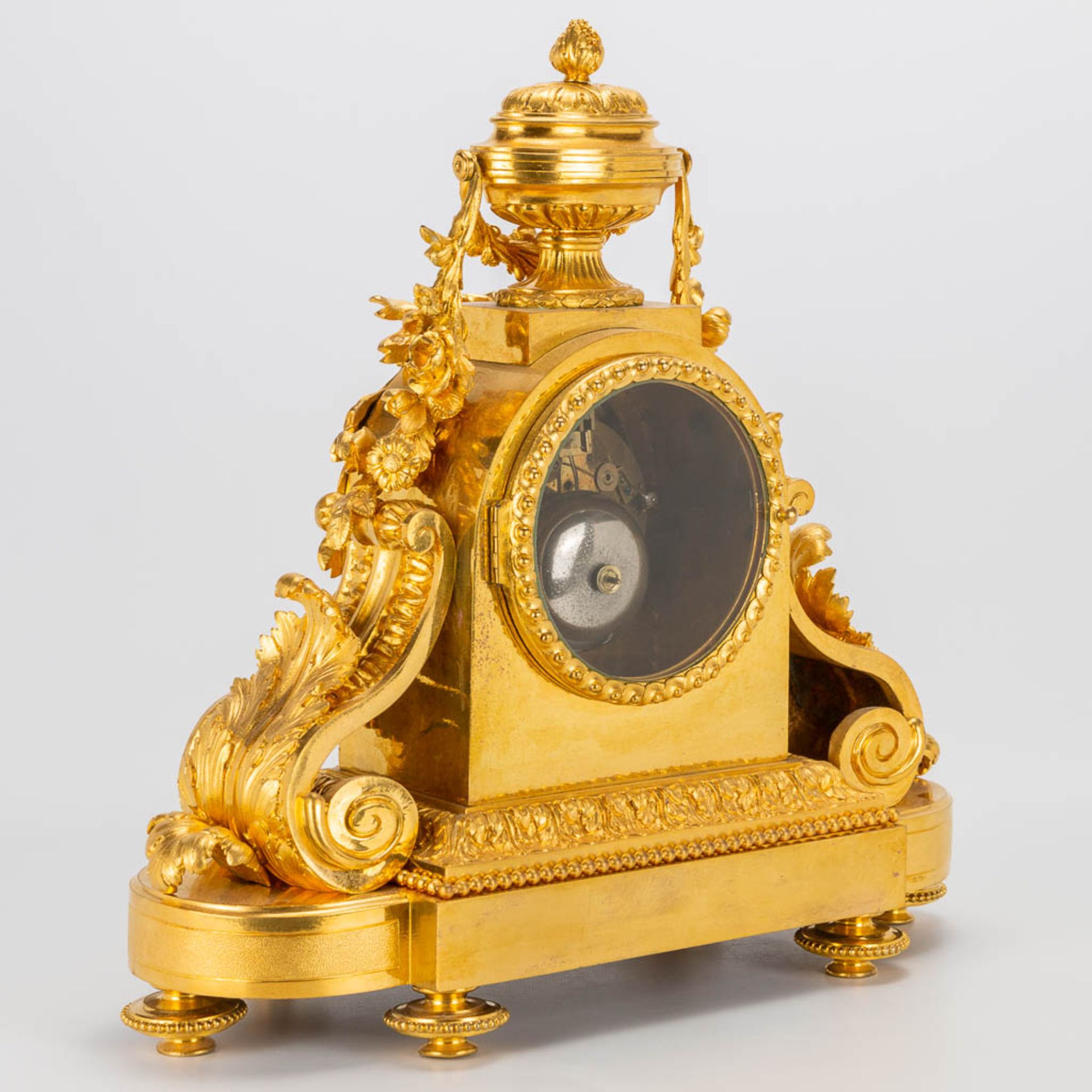 A bronze ormolu table clock made in Louis XVI style. 19th century. (15 x 41 x 42 cm) - Image 8 of 20