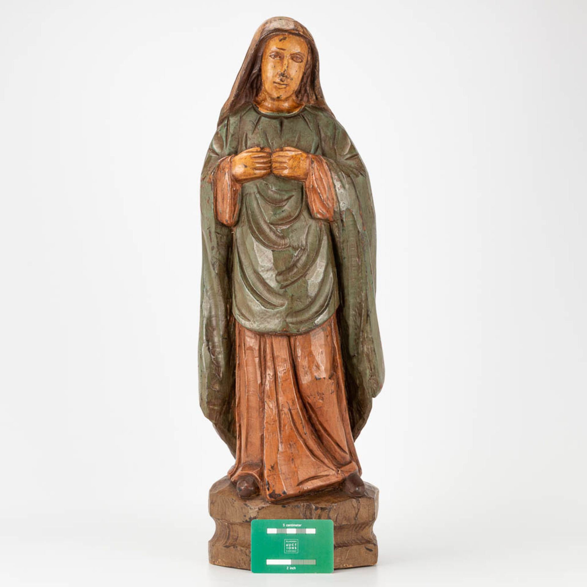 A wood sculpture of Madonna with polychrome. The second half of the 19th century. (12 x 22 x 57 cm) - Bild 8 aus 16
