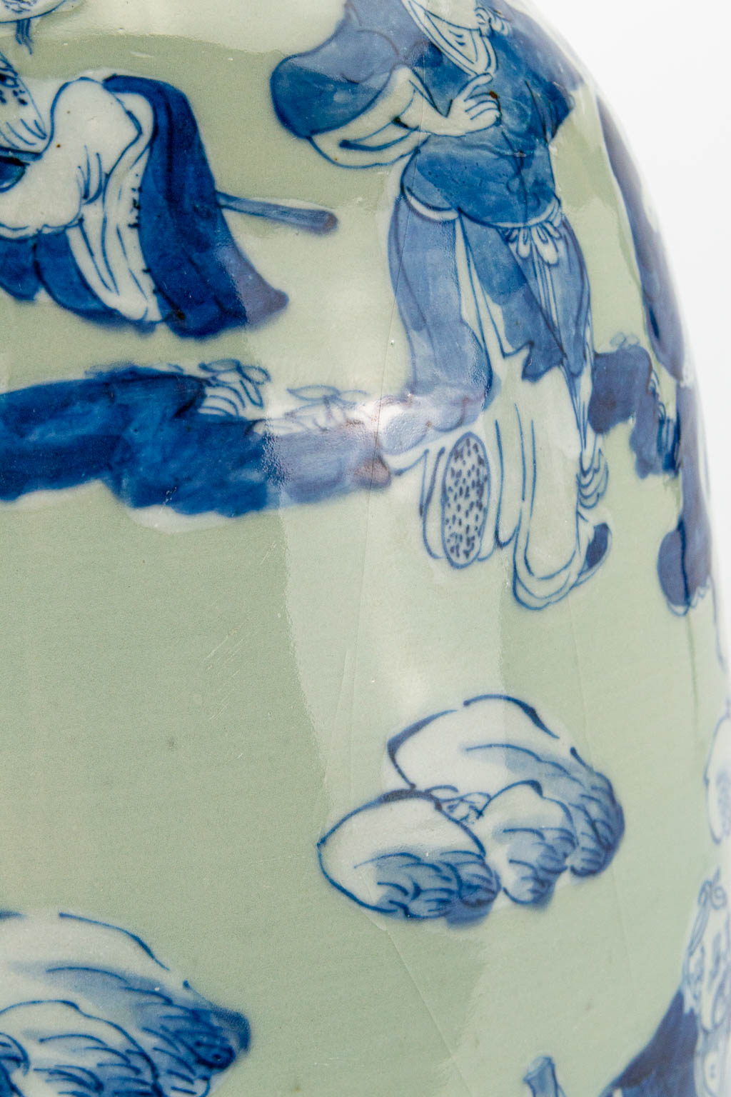 A Chinese vase with blue-white decor of immortals. 19th/20th century. (62 x 24 cm) - Image 20 of 21