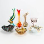 A collection of 7 glass items made in Murano, Italy. (9 x 12 x 27 cm)