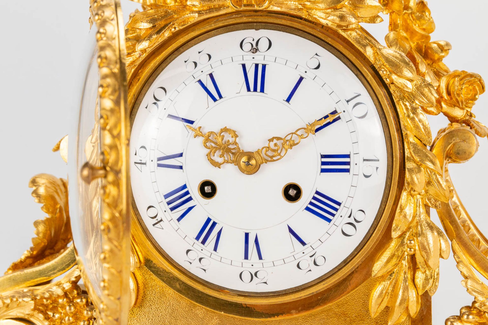 A bronze ormolu table clock made in Louis XVI style. 19th century. (15 x 41 x 42 cm) - Image 15 of 20