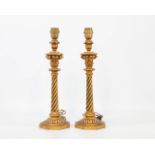 A pair of candlesticks made of gilt wood with green accents. The second half of the 20th century. (4