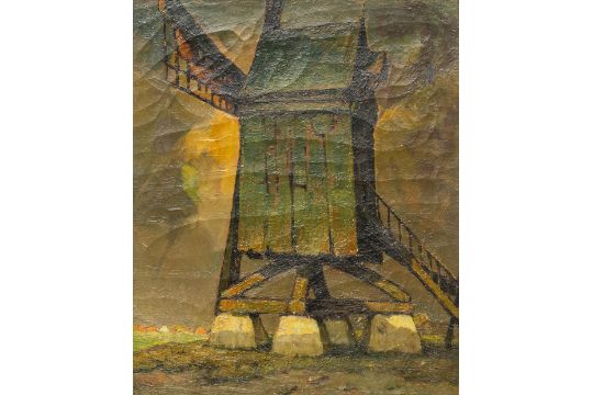 Volg ons Wat water R. VAN DURME (XX) 'De windmolen' een schilderij olie op doek. (50 x 60 cm)