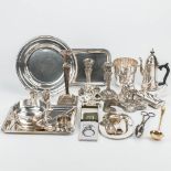 A large assembled collection of silver-plated items. Some items marked Christofle, Wisekeman. (9 x 1