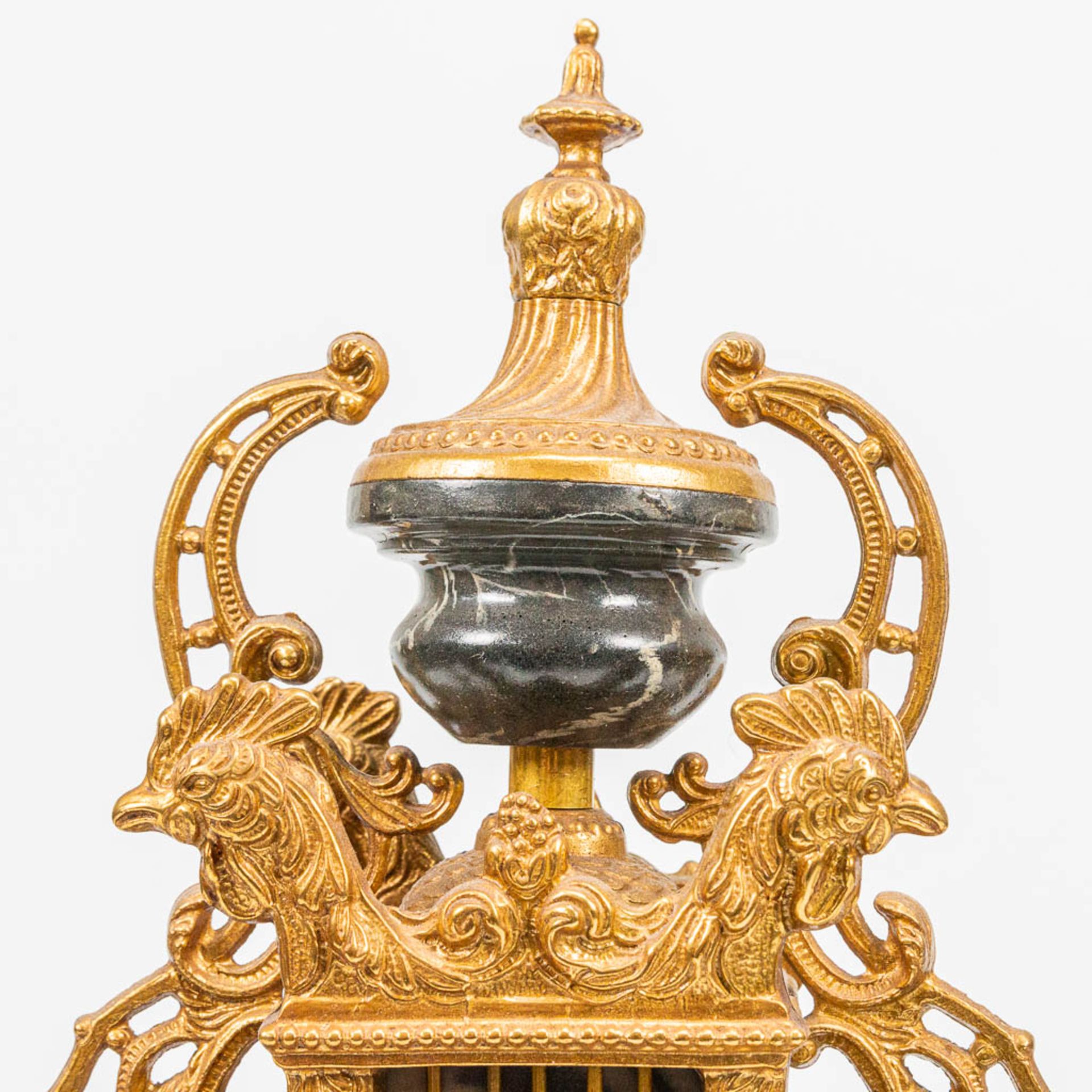 A 3 piece garniture clock in empire style and finished with black marble. The second half of the 20t - Image 8 of 26