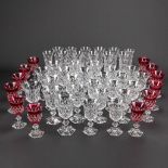 A large collection of 48 Val Saint Lambert glasses made of cut crystal, of which 12 are red. (19 cm)
