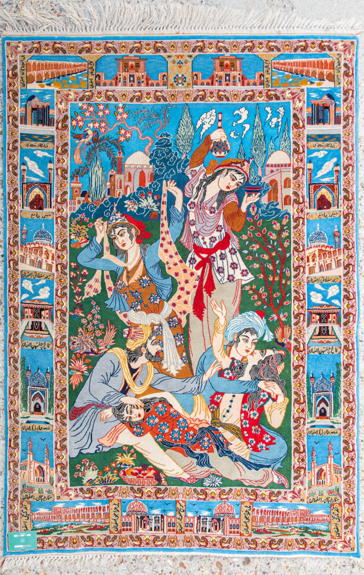 A figurative Oriental carpet, Tabriz, made of silk and wool. (159 x 108) (108 x 159 cm) - Image 8 of 8