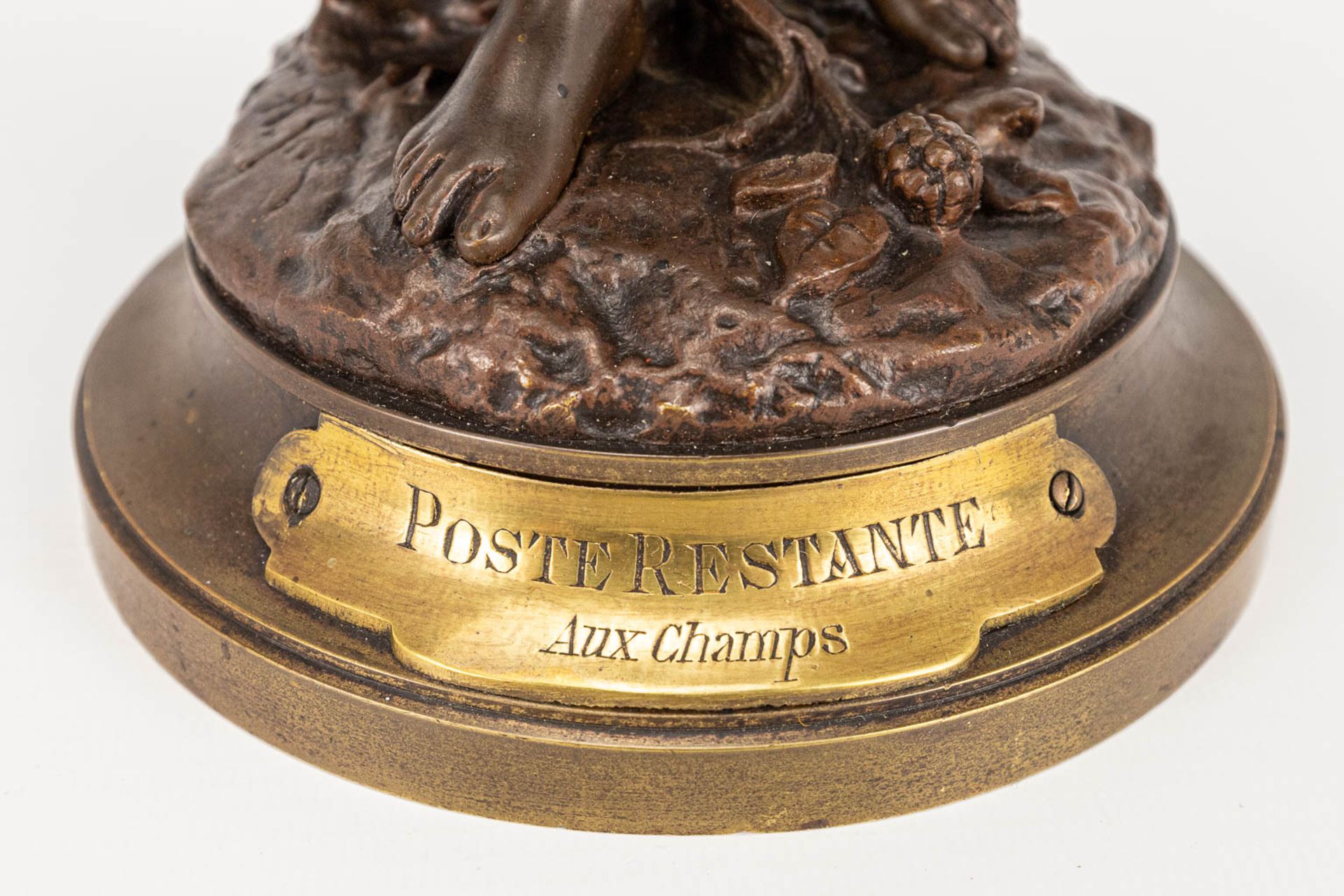 Charles ANFRIE (1833-1905) 'Poste Restante aux champs' a bronze statue of a young lady. - Image 11 of 12