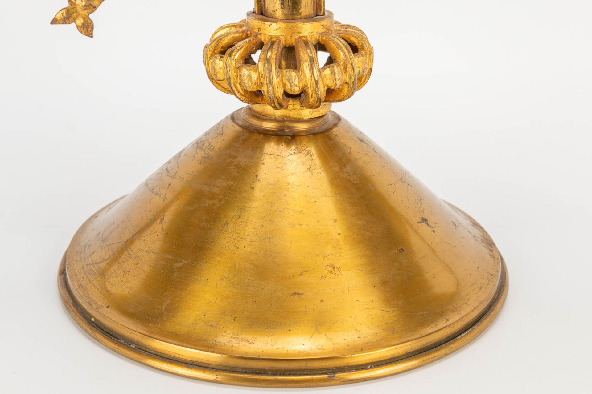 A church candlestick with 7 candle holders, Neogothic style. First half of the 20th century. - Image 12 of 19