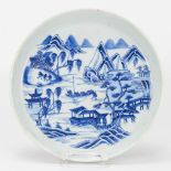 A plate made of Chinese porcleain with blue-white decor.