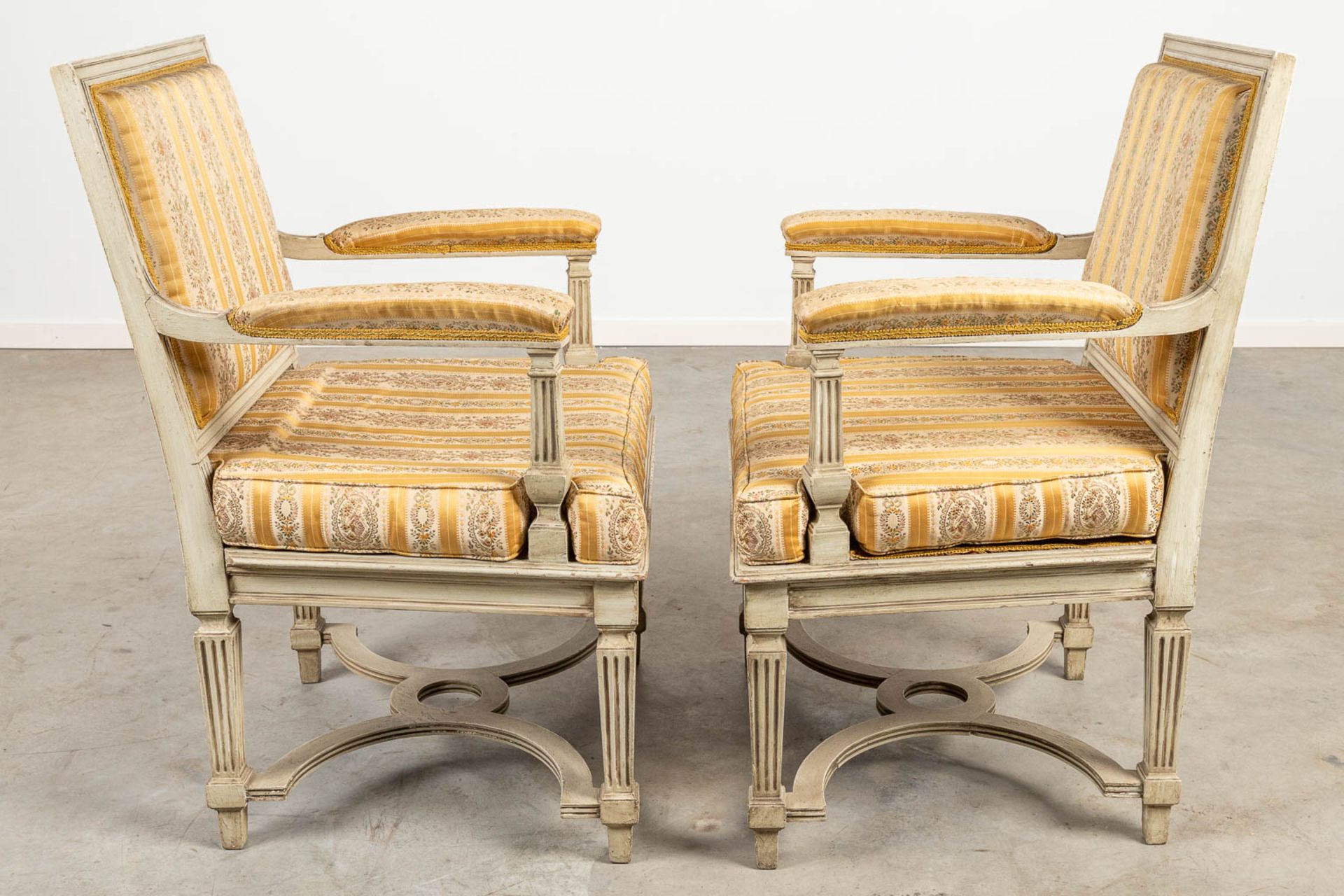 A patinated 3 piece salon, made in Louis XVI style. - Image 9 of 15