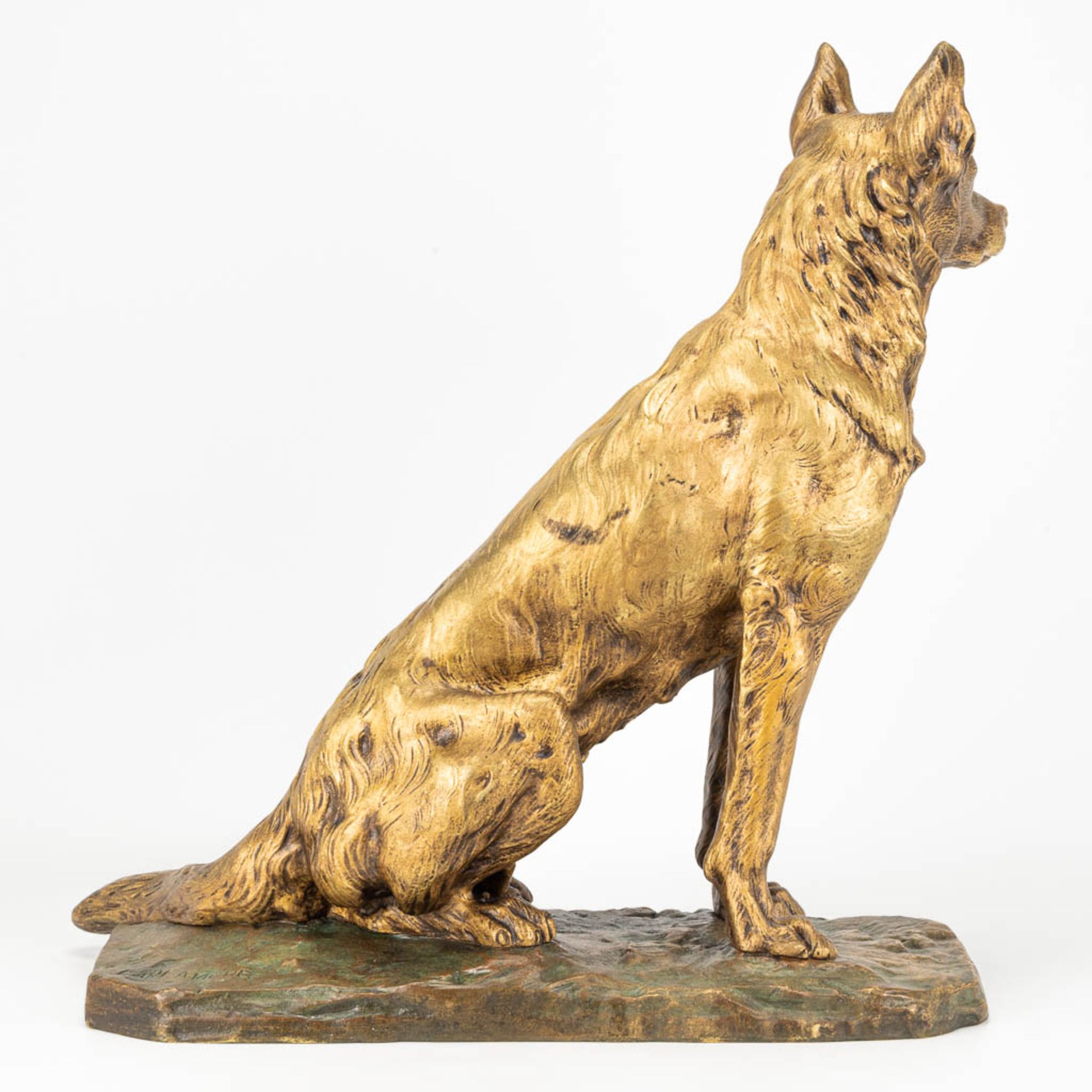 Eugene DE LA PLANCHE (XIX) a bronze statue of a herd dog - Image 6 of 10