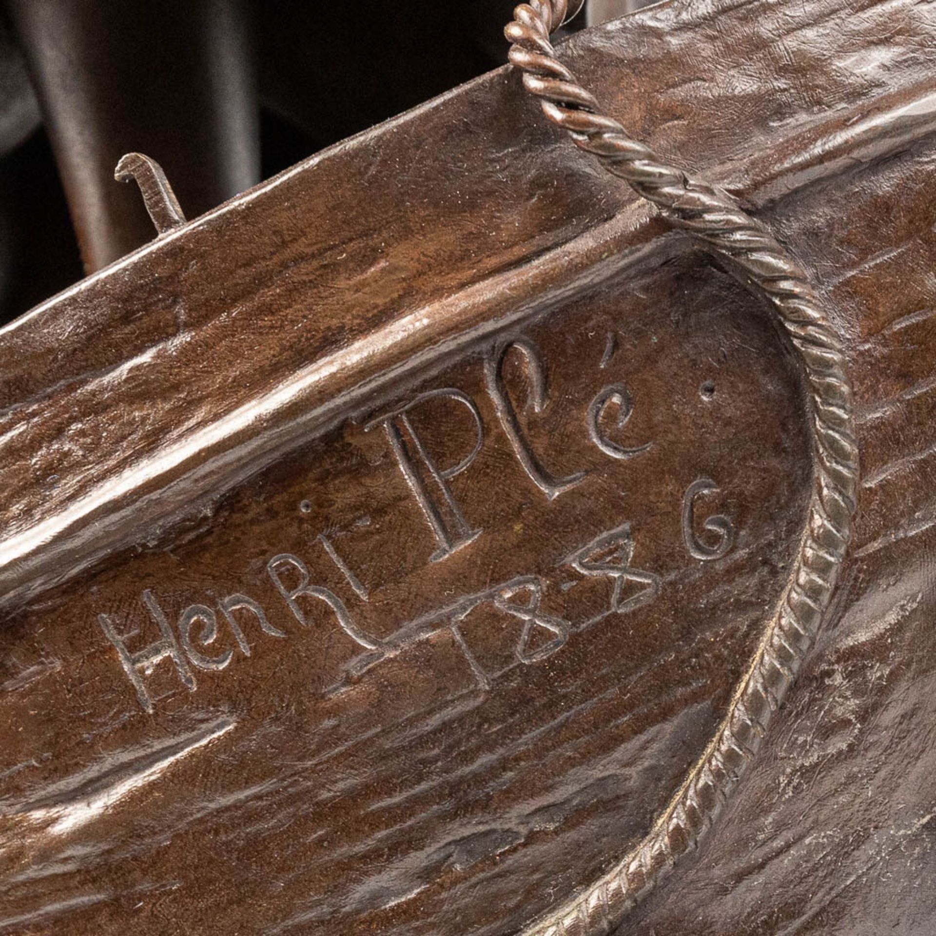 Henri HonorŽ PLƒ (1853-1922) a lady in a fishing boat, made of bronze. 19th century. - Image 10 of 10