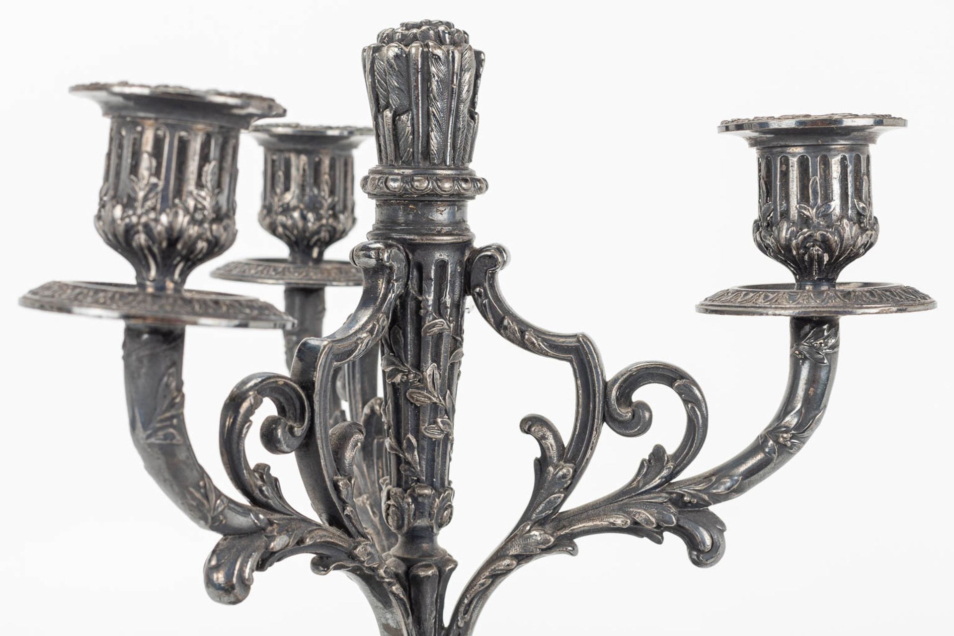 A pair of silver-plated Louis XVI-style candlesticks. - Image 7 of 9
