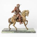 After Antoine Louis BARYE, a patinated spelter statue of an Arab on a horseback.