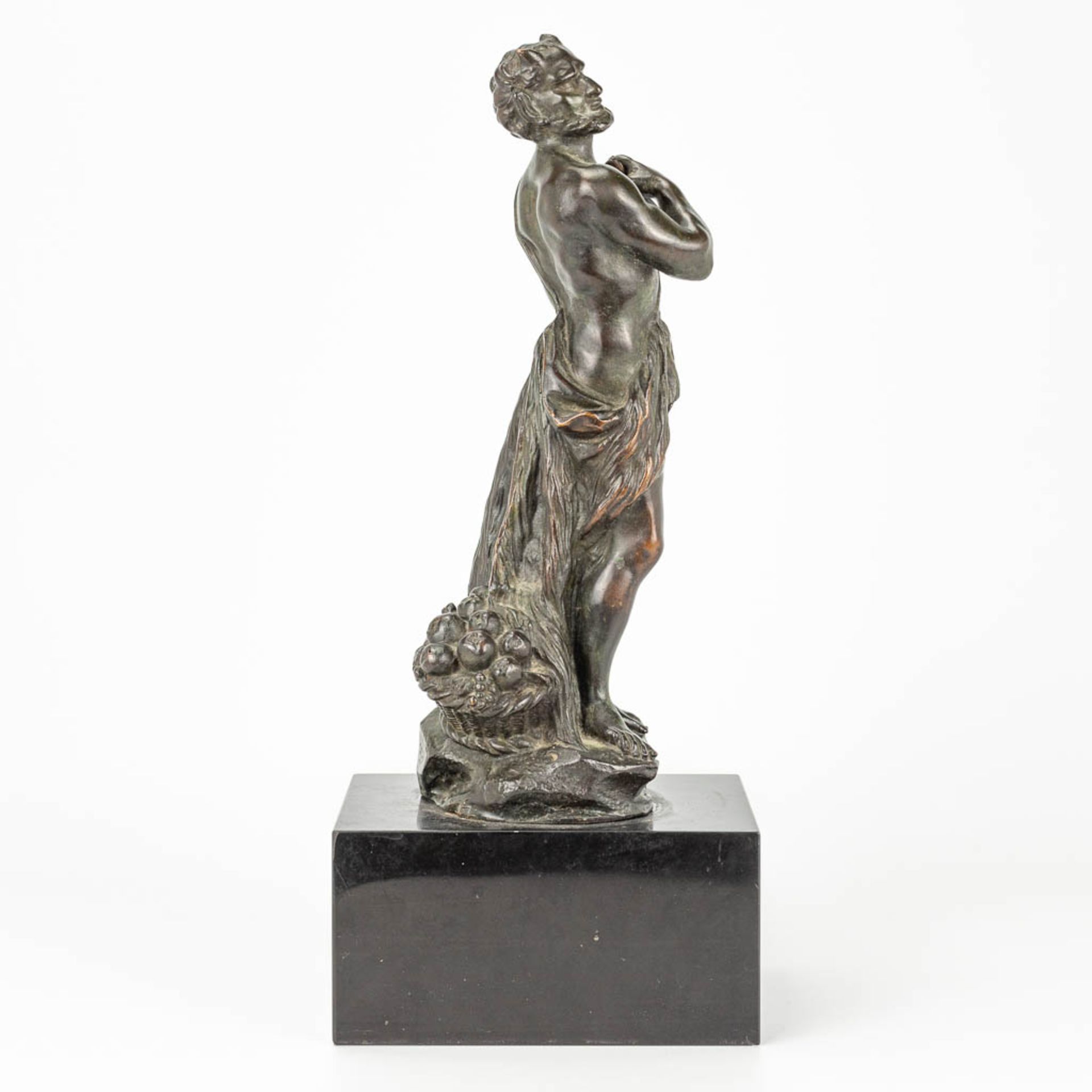 A Satyr figurine, made of bronze and mounted on a black marble base. - Image 6 of 10