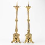 A pair of candlesticks in neogothic style and marked 'L'imperatrice Deugenie 1862'