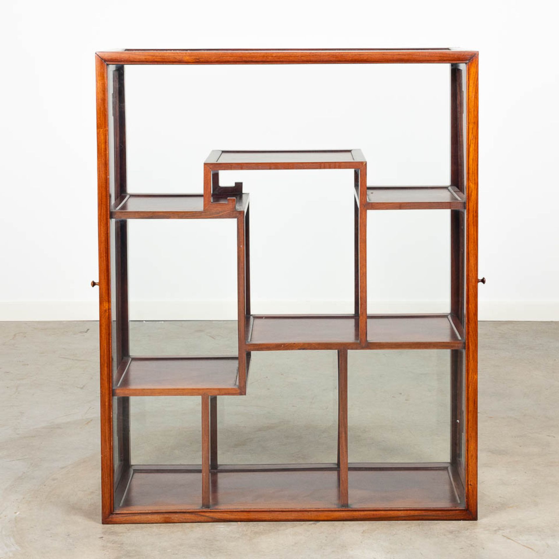An Oriental display cabinet made of hardwood and glass. - Image 3 of 5