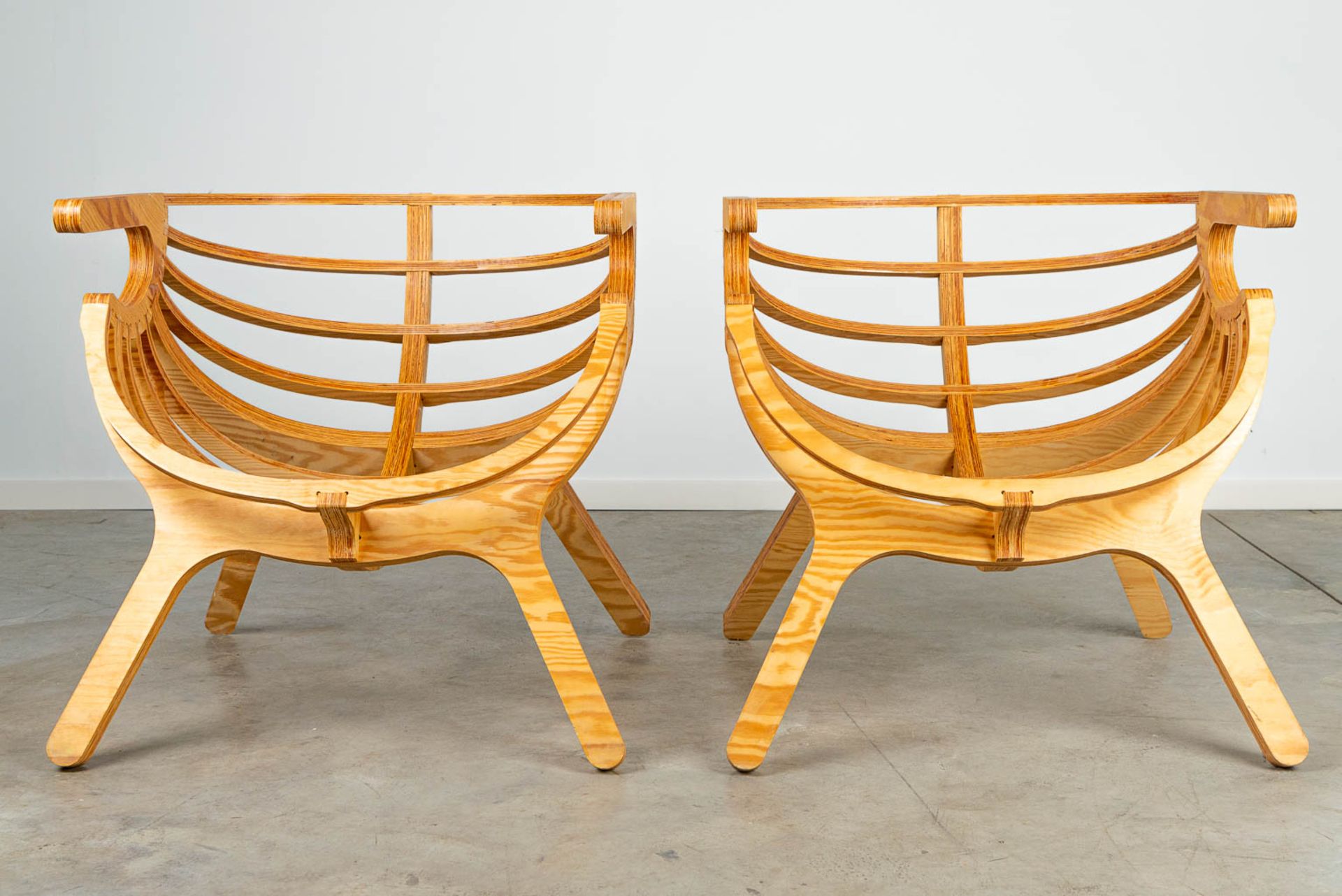 A pair of lounge chairs, made of plywood cut on the CNC machine. 21st century - Image 3 of 10