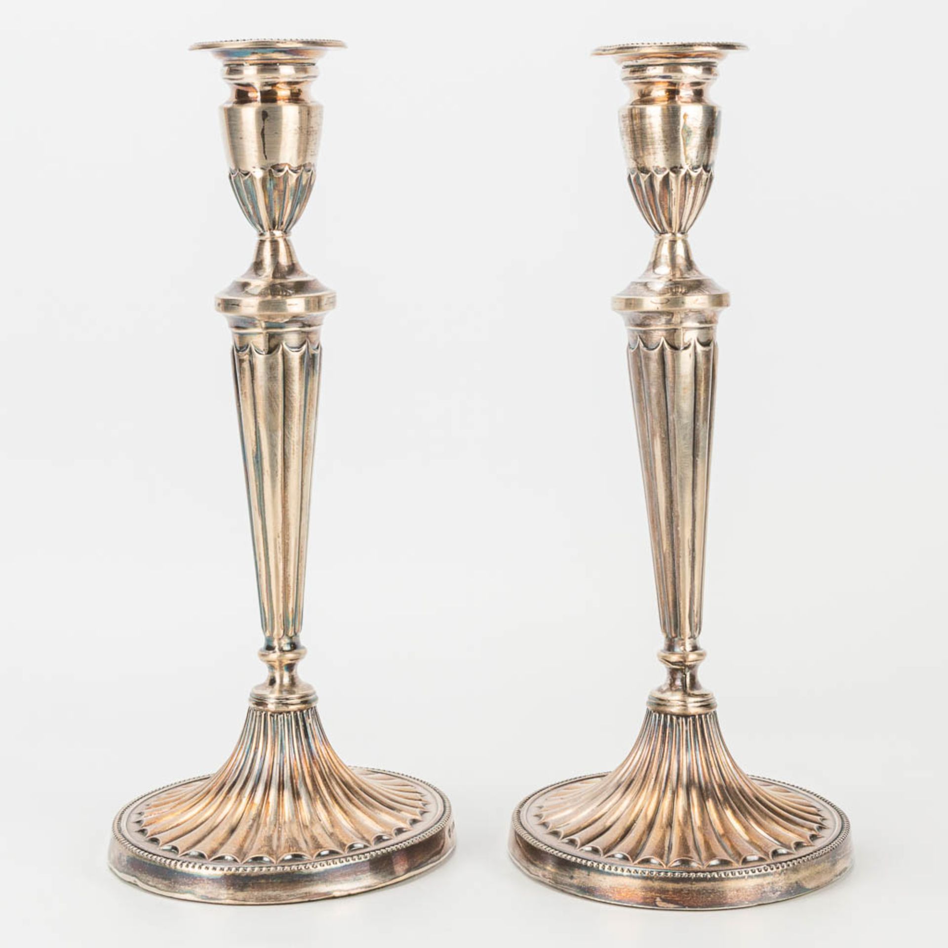 A pair of silver candlesticks marked DJS, D J Silver Repairs, 1966. - Image 3 of 11