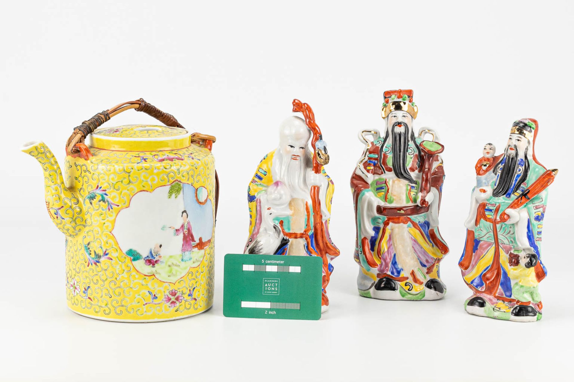 A collection of items made of Chinese porcelain, a teapot, and 3 wise men - Image 13 of 15