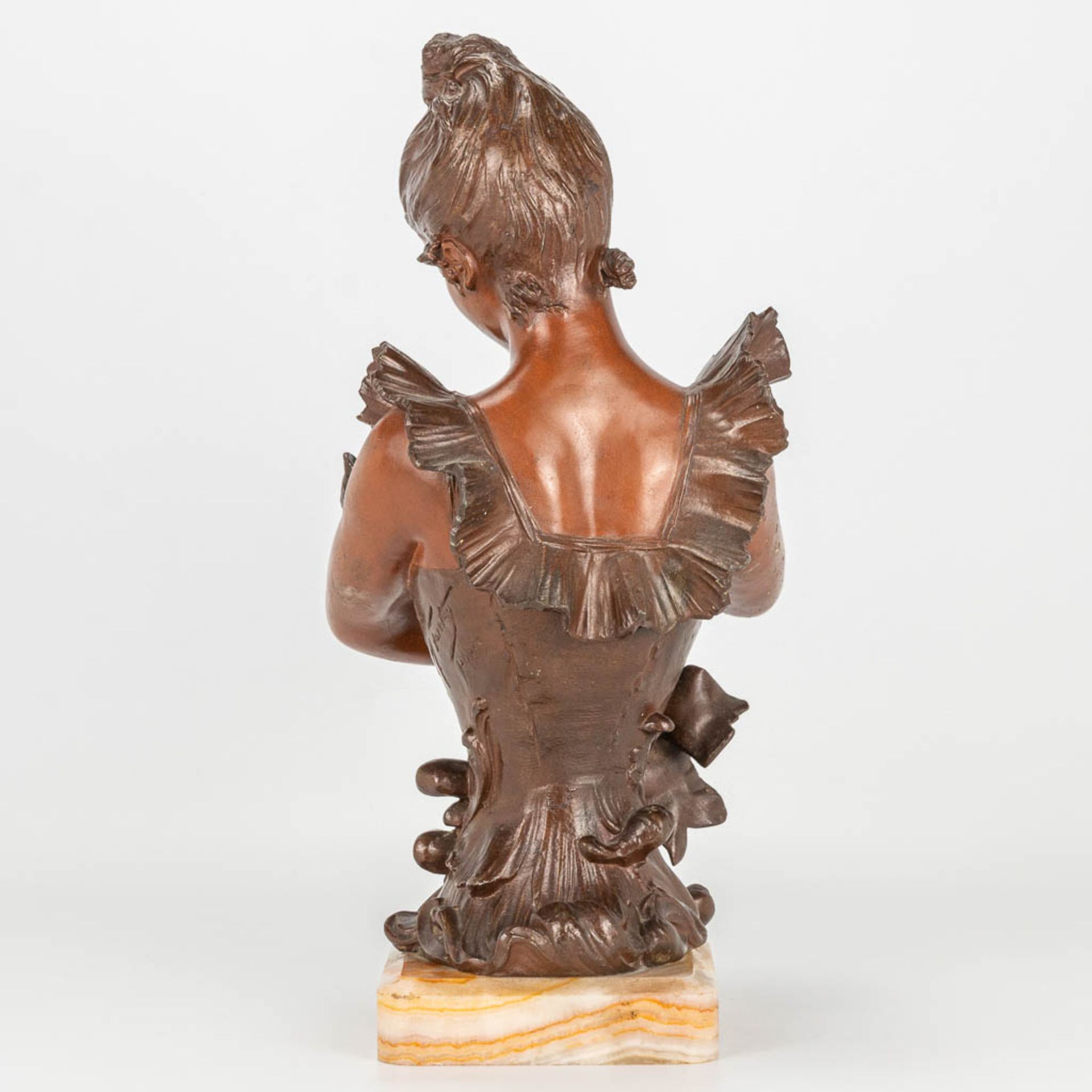 Alfred Jean FORETAY (1861-1944) 'Taquinerie' a bronze figurine of a lady with her cat. - Image 2 of 13