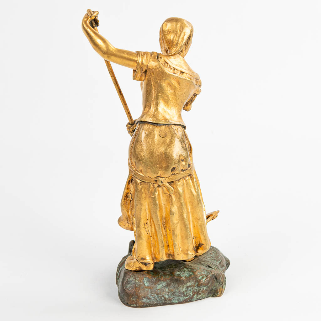 DŽsirŽ GRISARD (1872-?) a gilt bronze statue of a lady. - Image 10 of 10