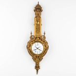 A cartel clock made of bronze decorated with mythological figurines in Louis XVI style.