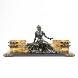 A satue made of spelter and onyx in art deco style