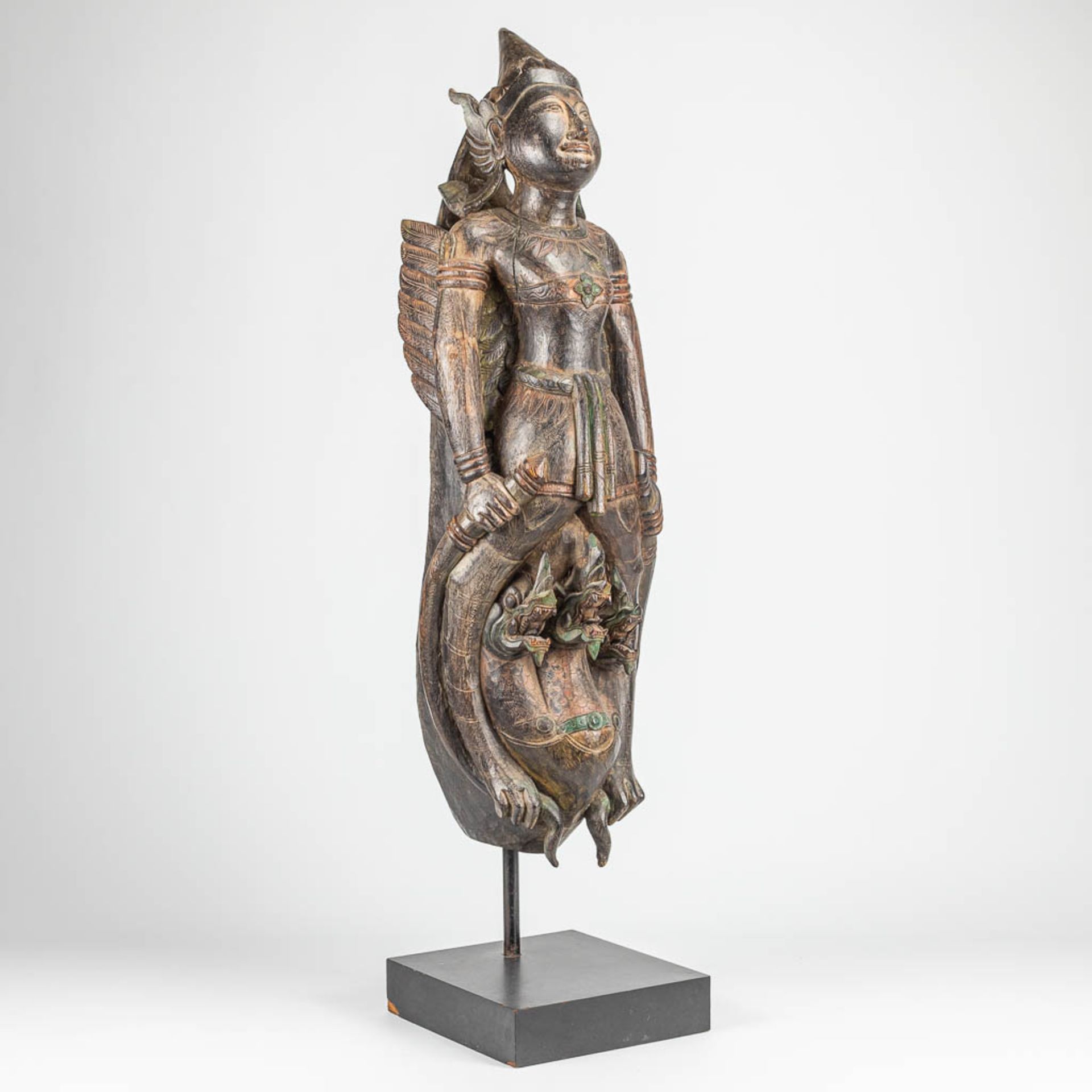 A large oriental sculptured statue of a mythological figurine. - Image 4 of 9