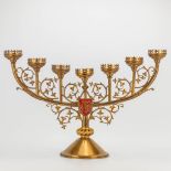 A church candlestick with 7 candle holders, Neogothic style. First half of the 20th century.