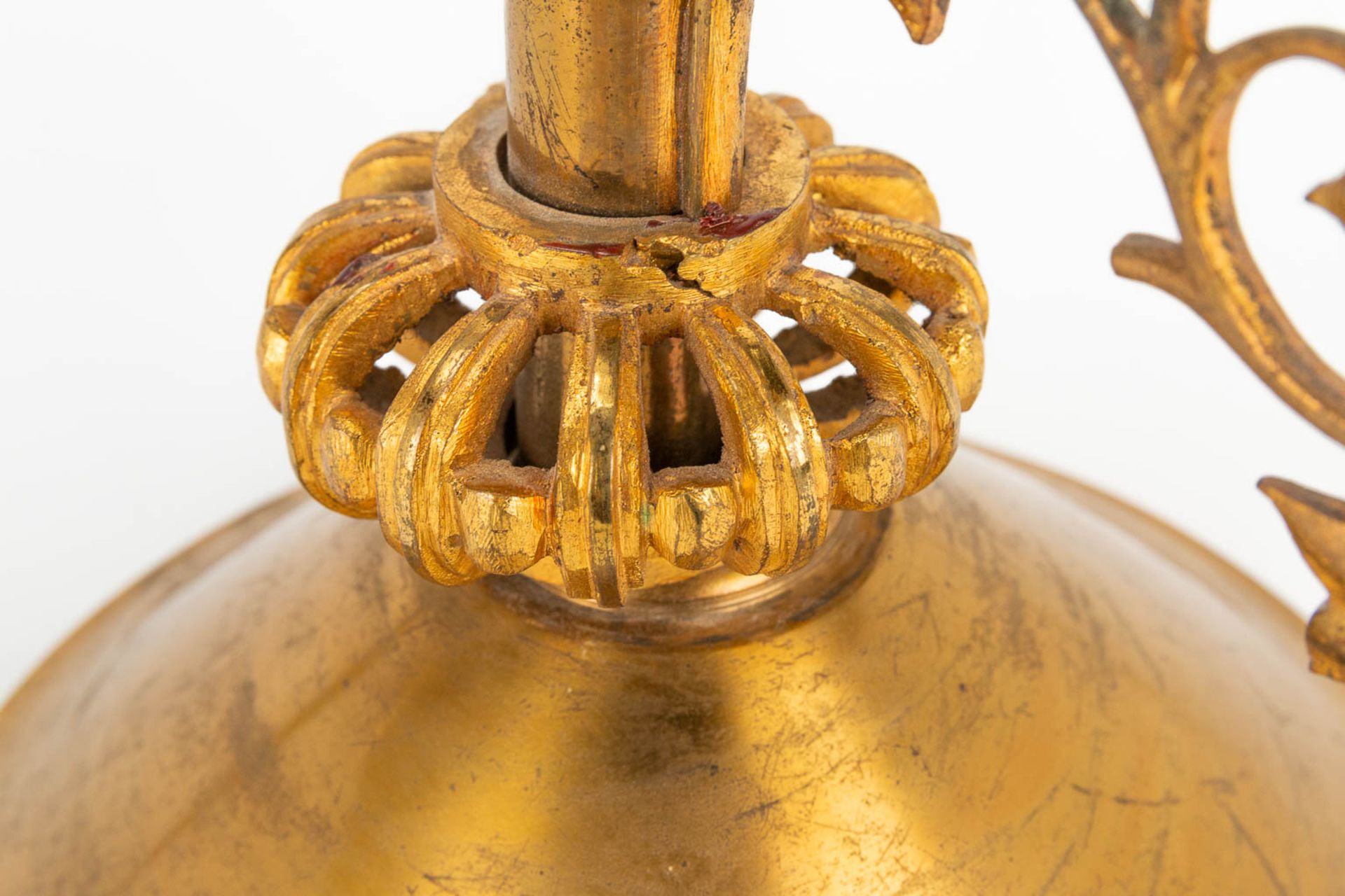 A church candlestick with 7 candle holders, Neogothic style. First half of the 20th century. - Image 13 of 19