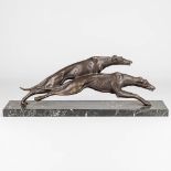 Salvatore MELANI (1902-1934) a statue of 2 greyhounds made of bronze in art deco.