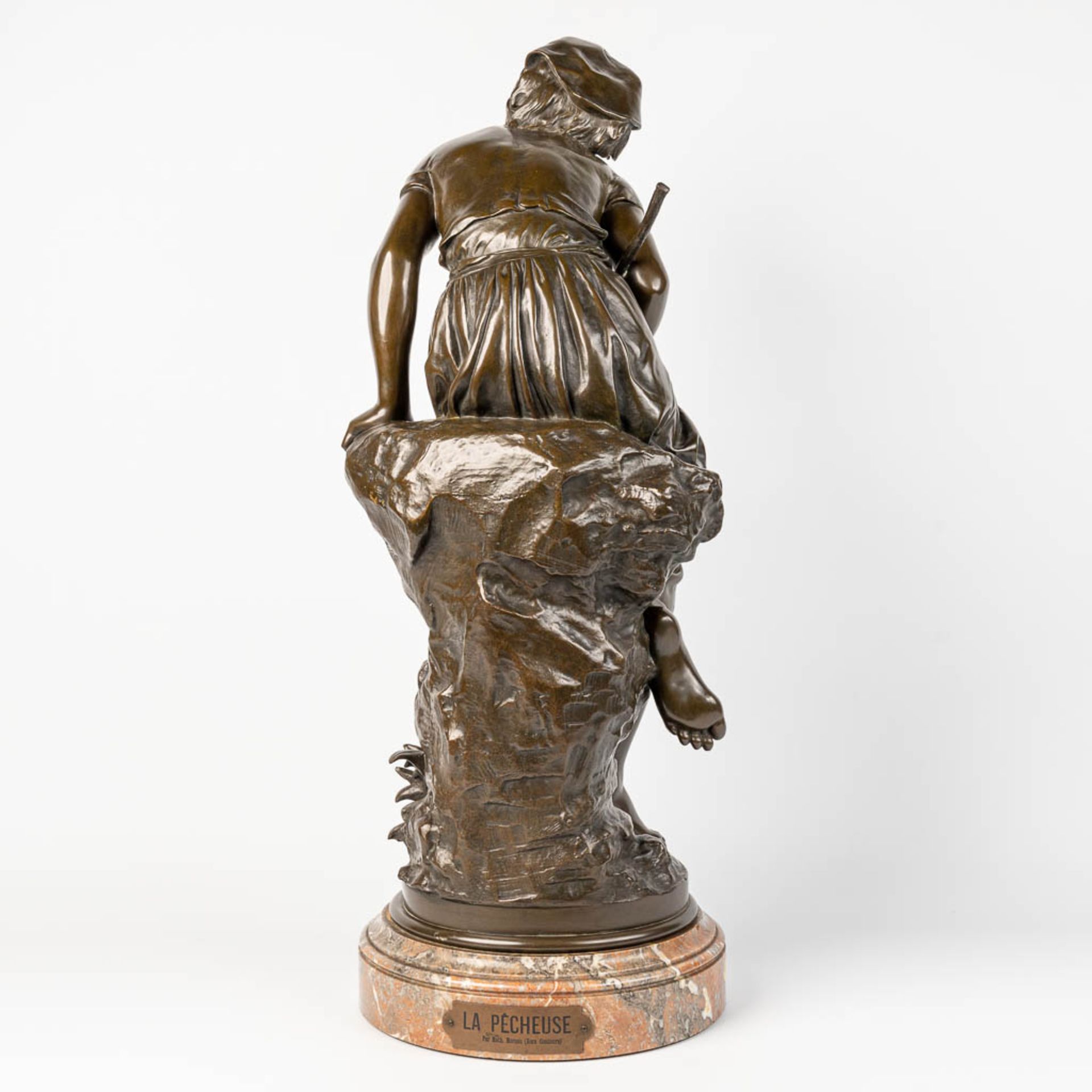 Mathurin MOREAU (1822-1912) 'La Pecheuse' a bronze statue of a fishing lady, marked Hors Concours - Image 6 of 11