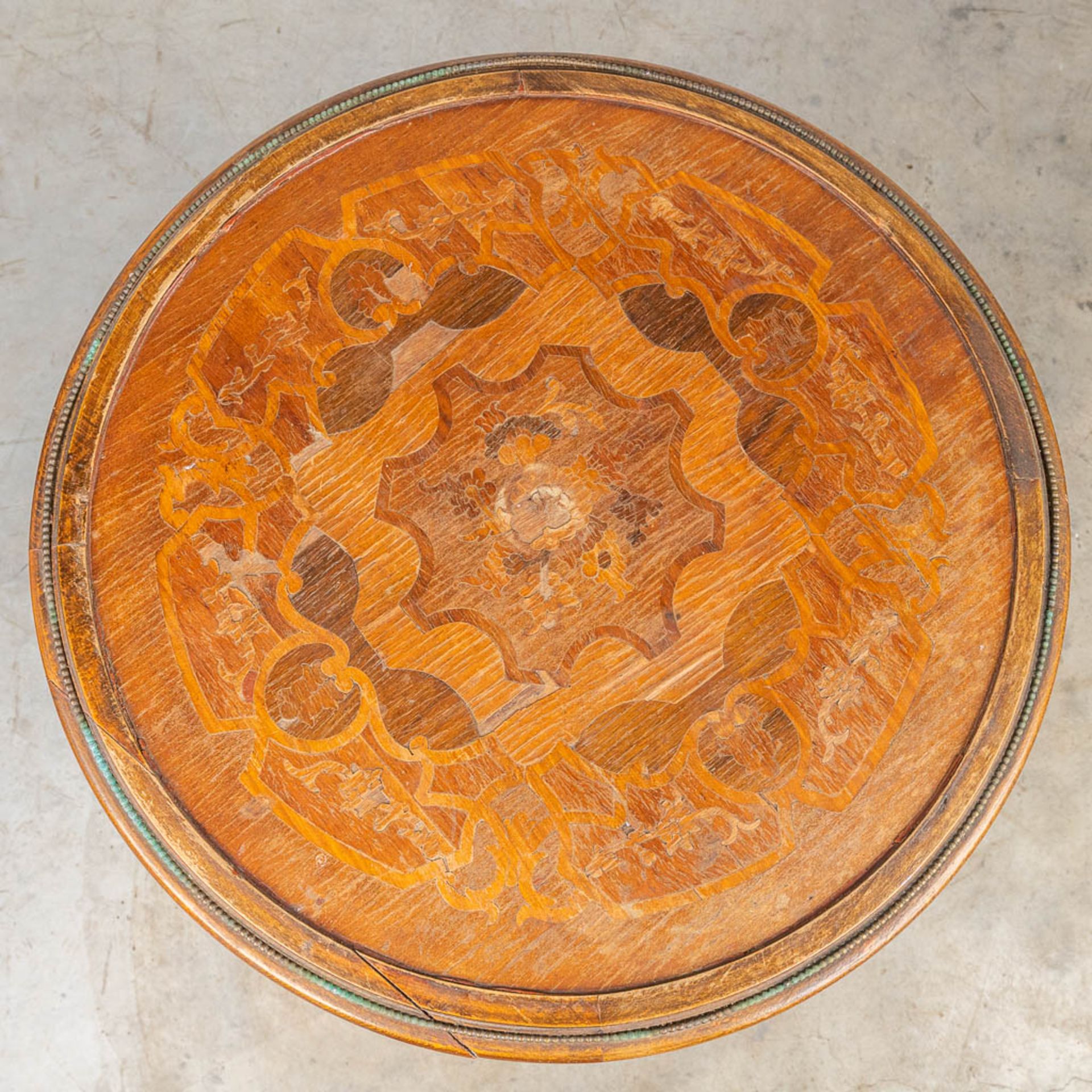 A side table inlaid with marquetry and mounted with bronze. - Image 12 of 12