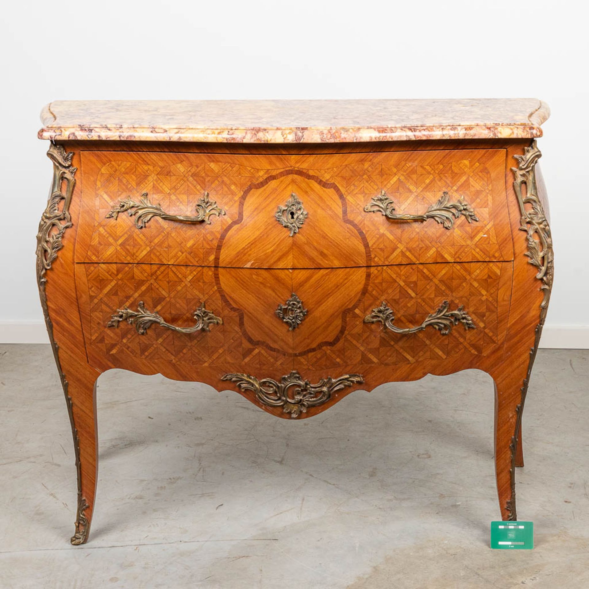 A commode with a marble top and finished with bronze in Louis XV style. - Image 6 of 12