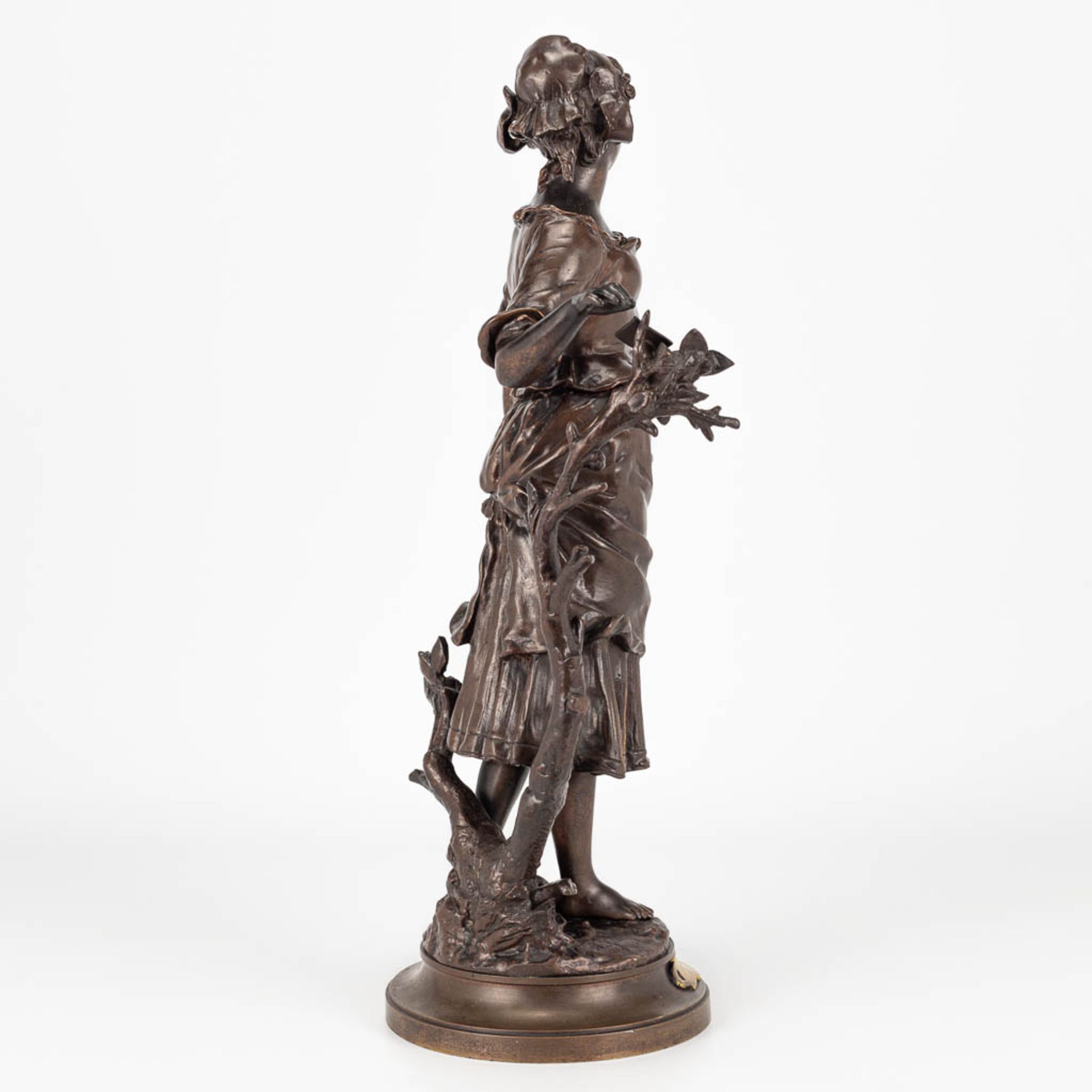 Charles ANFRIE (1833-1905) 'Poste Restante aux champs' a bronze statue of a young lady. - Image 2 of 12