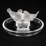 A crystal ashtray 'Deux Colombes' and marked Lalique France.