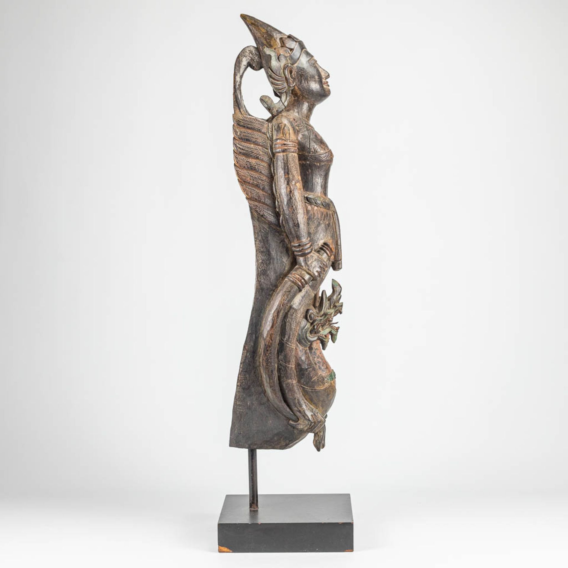 A large oriental sculptured statue of a mythological figurine. - Image 9 of 9