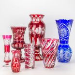 A 7 piece collection of cut crystal vases and soliflores. Made by Val Saint Lambert and Bohemian gla