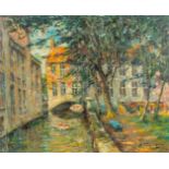 Charles VERBRUGGHE (1863-1920) 'Jardin de Gruuthuyze' A painting of Bruges, oil on panel. (46 x 38 c