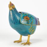 A large statue of a chicken, made of cloisonnŽ bronze. 20th century.