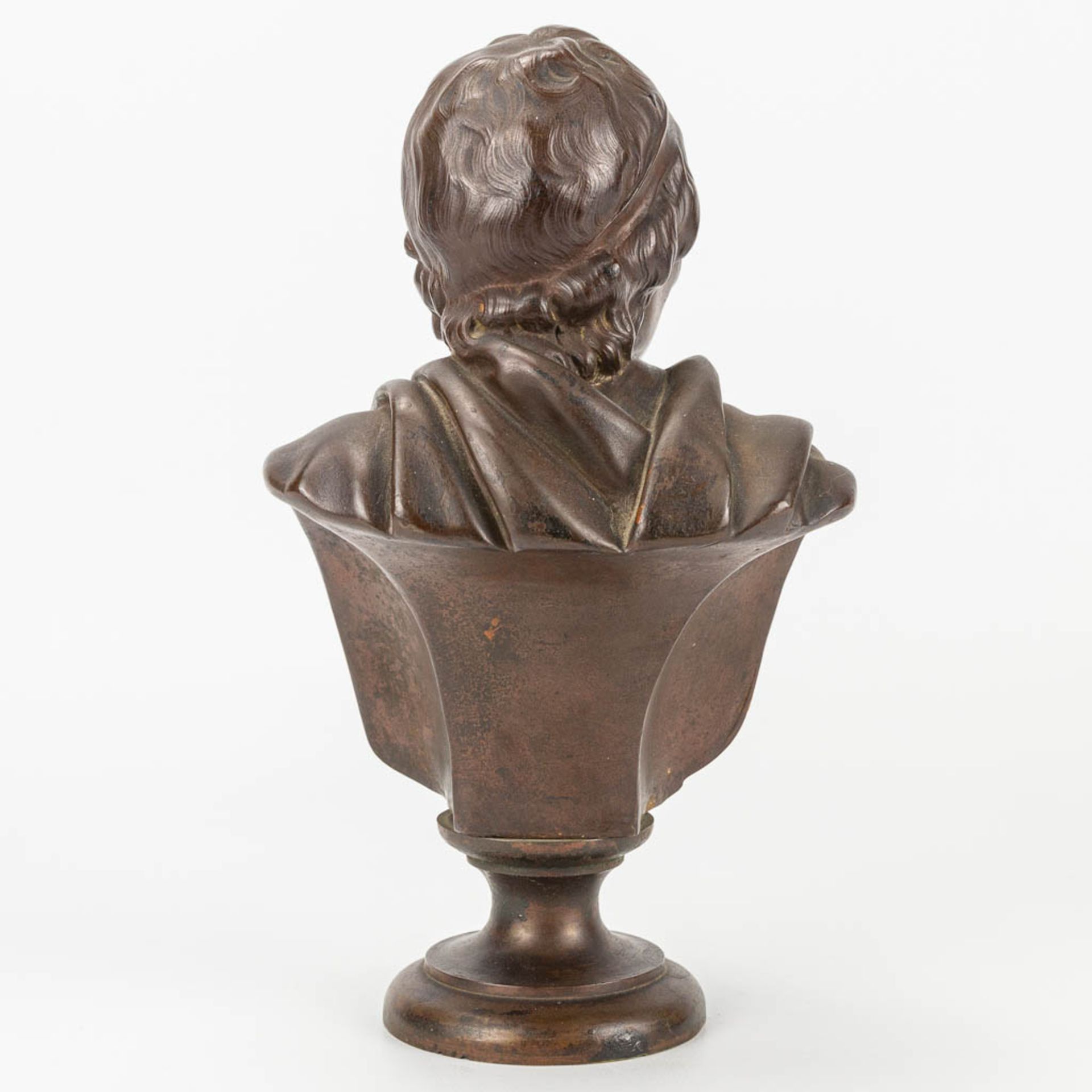 A bust of Voltaire made of bronze. 19th century. - Image 7 of 9
